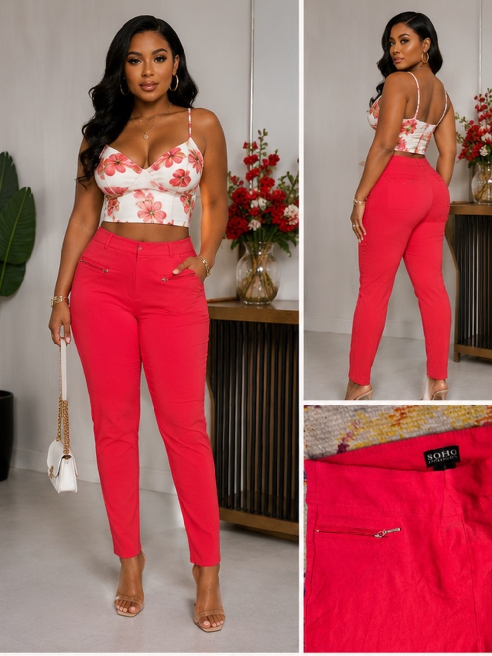 Soho Neon Pink Cropped Slim Ankle Pants